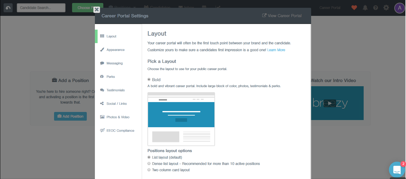 Скриншот (снимок экрана) Breezy HR