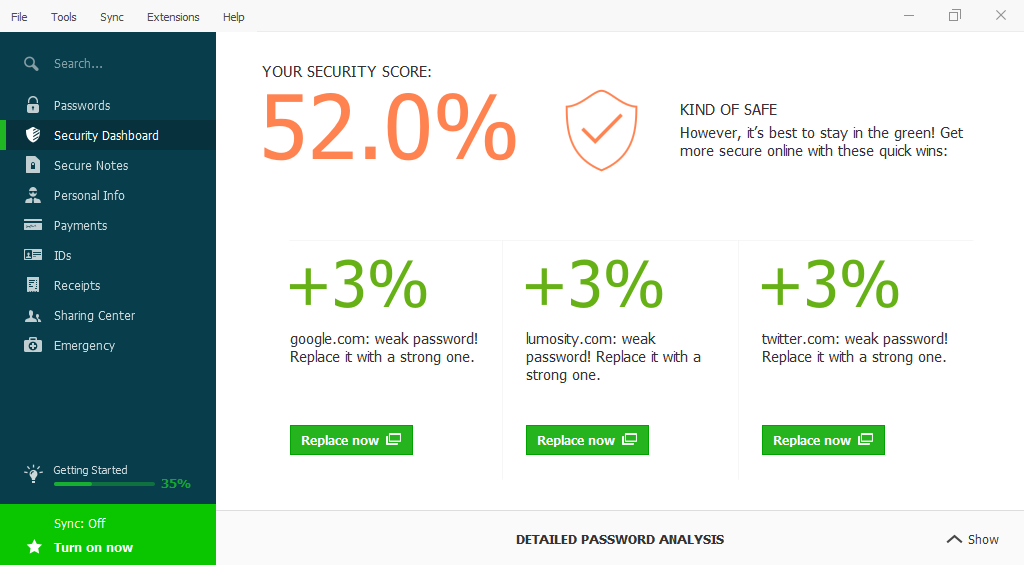 Скриншот (снимок экрана) Dashlane Password Manager