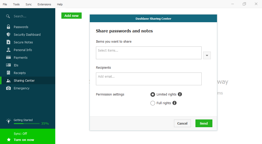 Скриншот (снимок экрана) Dashlane Password Manager