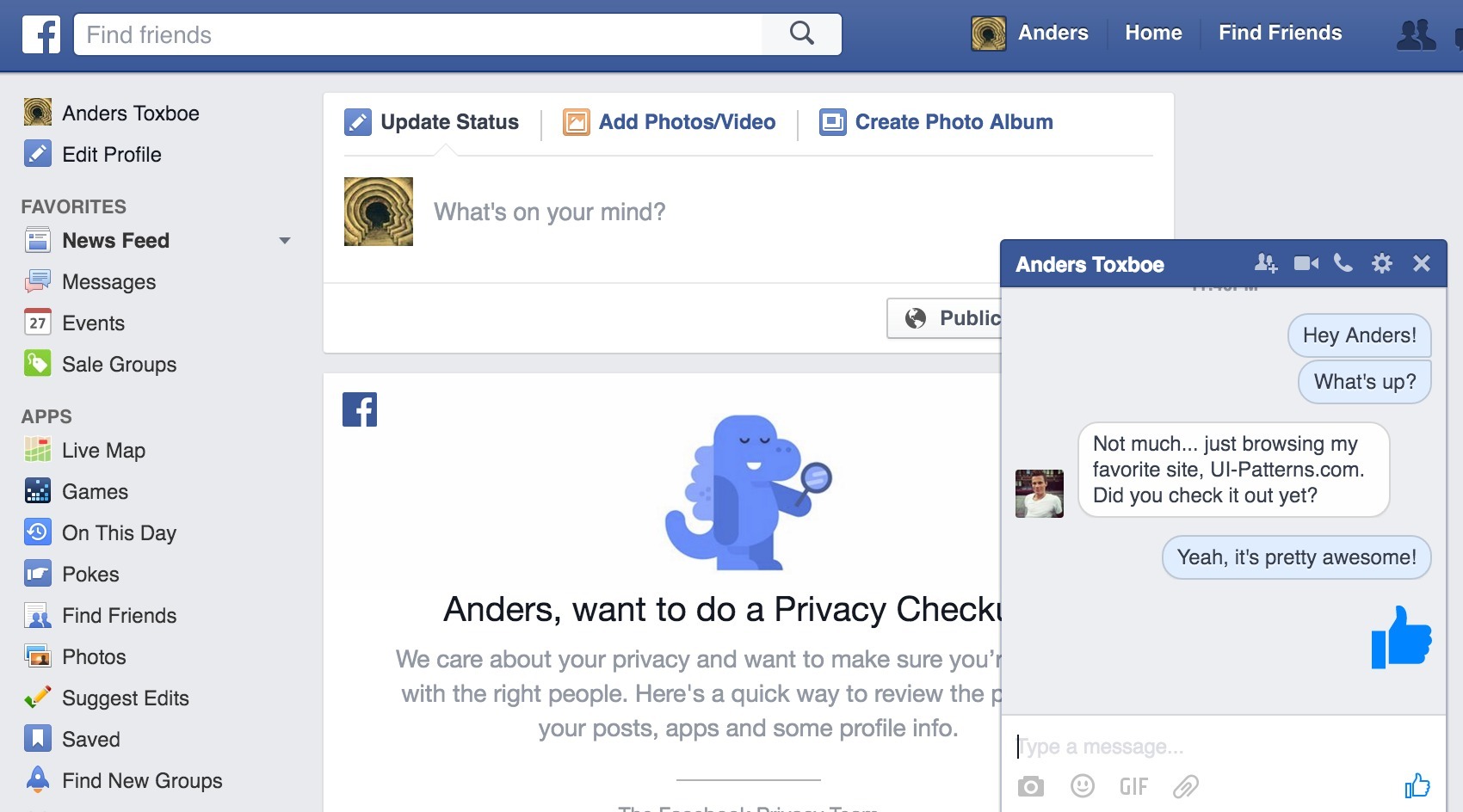 Скриншот (снимок экрана) Facebook Messenger
