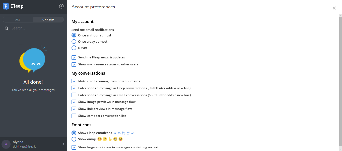 Скриншот (снимок экрана) Fleep