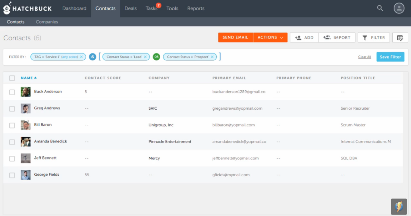 Скриншот (снимок экрана) Hatchbuck