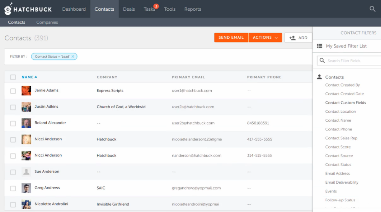 Скриншот (снимок экрана) Hatchbuck