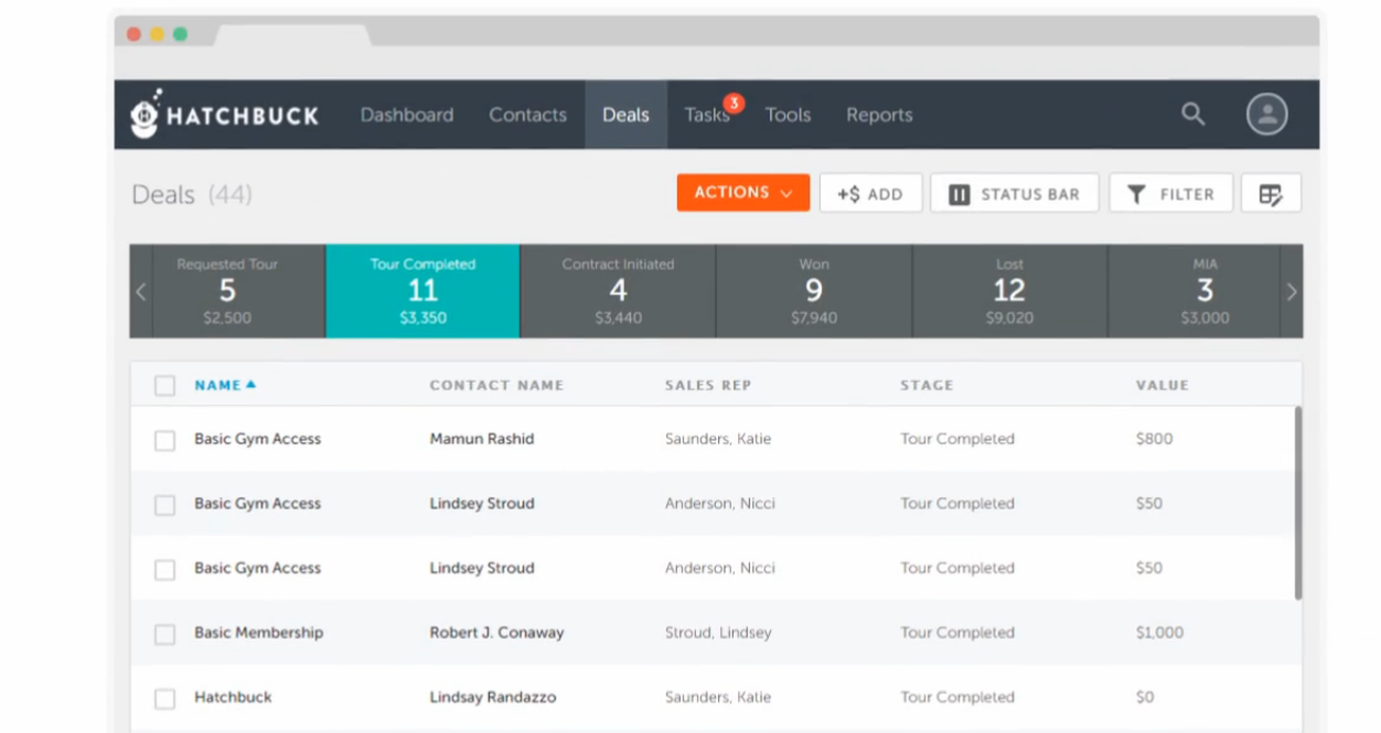 Скриншот (снимок экрана) Hatchbuck