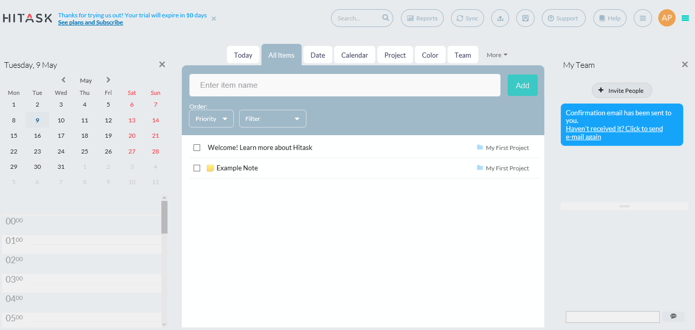 Скриншот (снимок экрана) Hitask