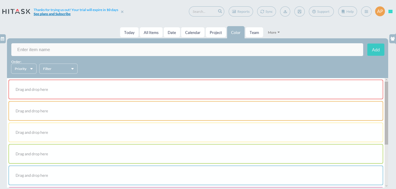 Скриншот (снимок экрана) Hitask