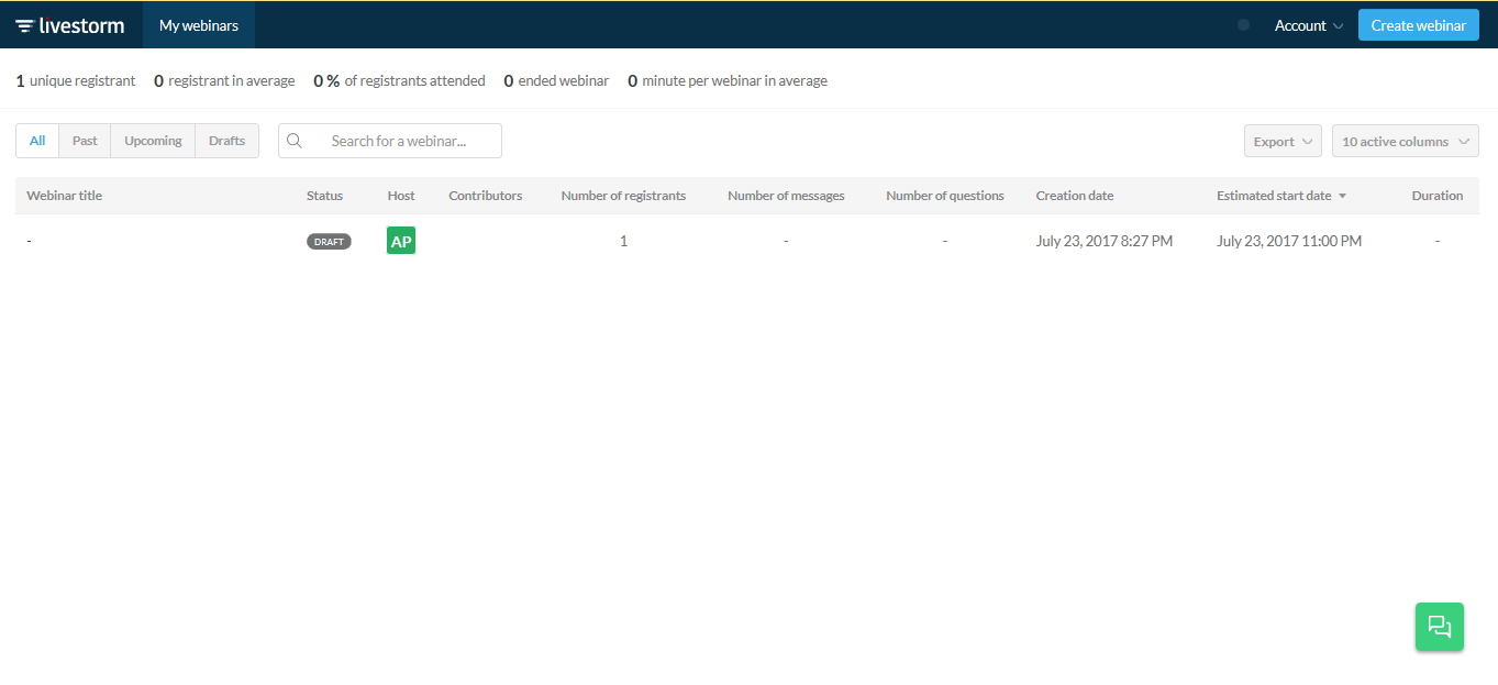 Скриншот (снимок экрана) Livestorm