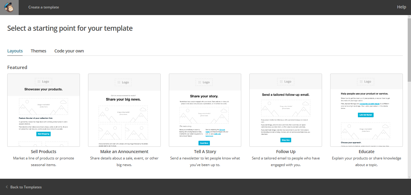 Скриншот (снимок экрана) MailChimp