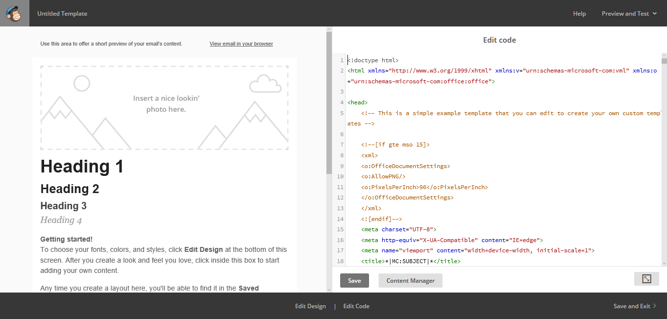 Скриншот (снимок экрана) MailChimp