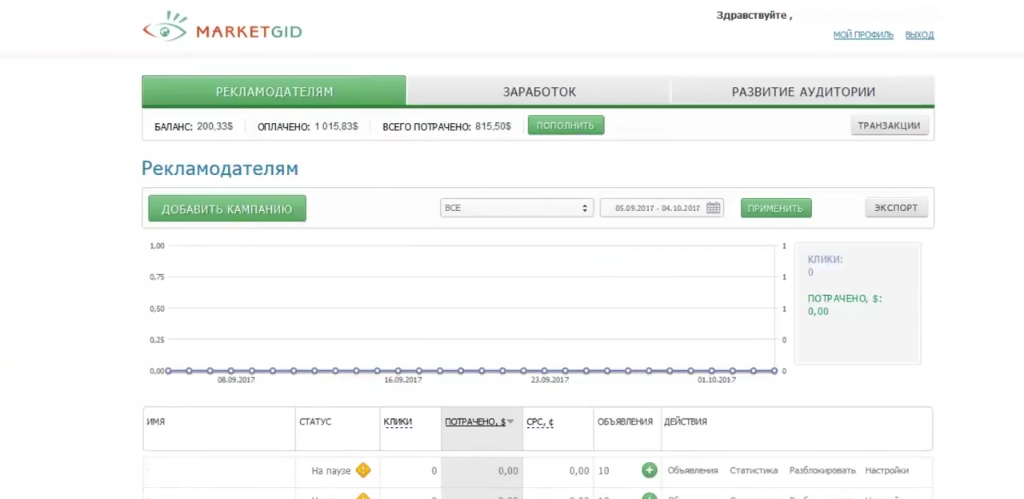 Скриншот (снимок экрана) MarketGid