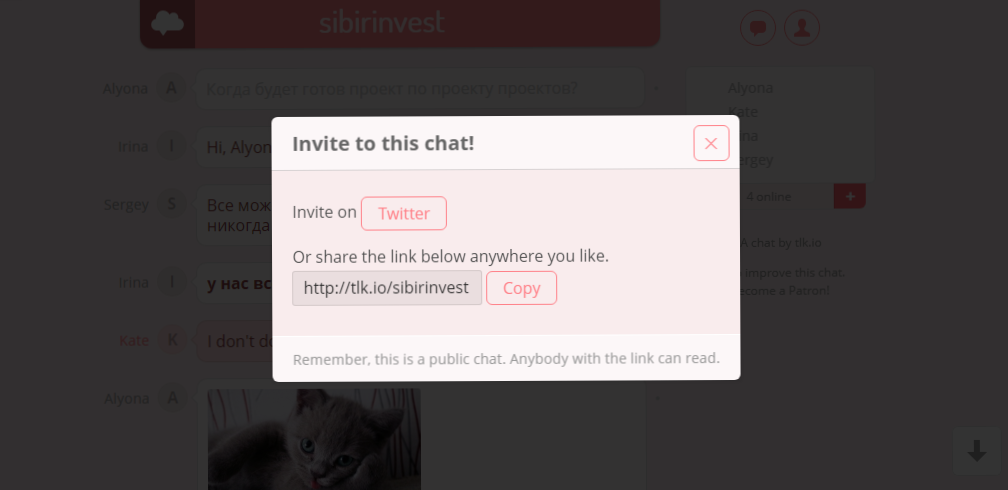 Скриншот (снимок экрана) tlk.io