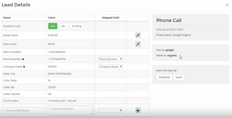 Скриншот (снимок экрана) WhatConverts