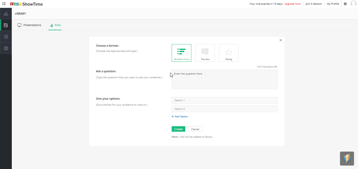 Скриншот (снимок экрана) Zoho ShowTime