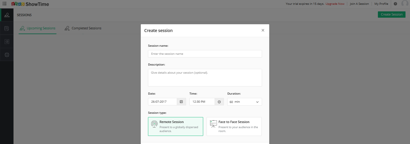 Скриншот (снимок экрана) Zoho ShowTime
