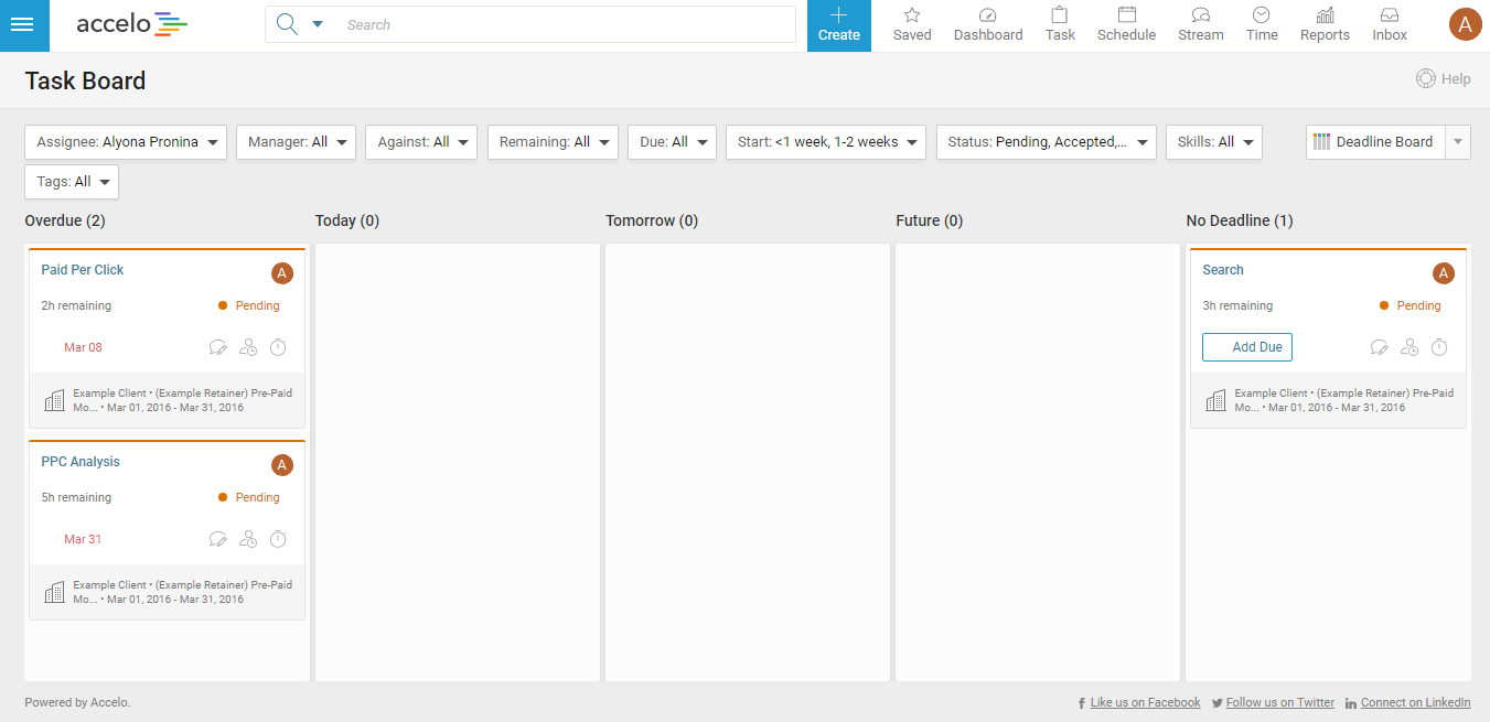 Скриншот (снимок экрана) Accelo