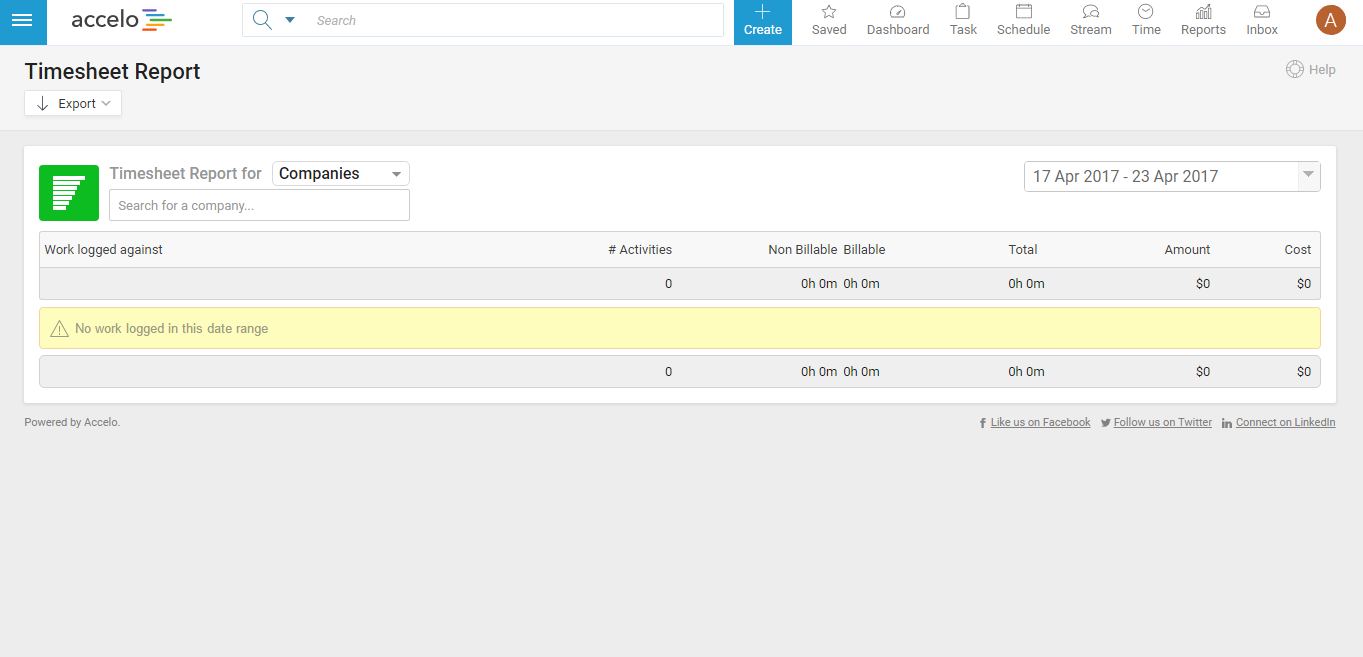 Скриншот (снимок экрана) Accelo