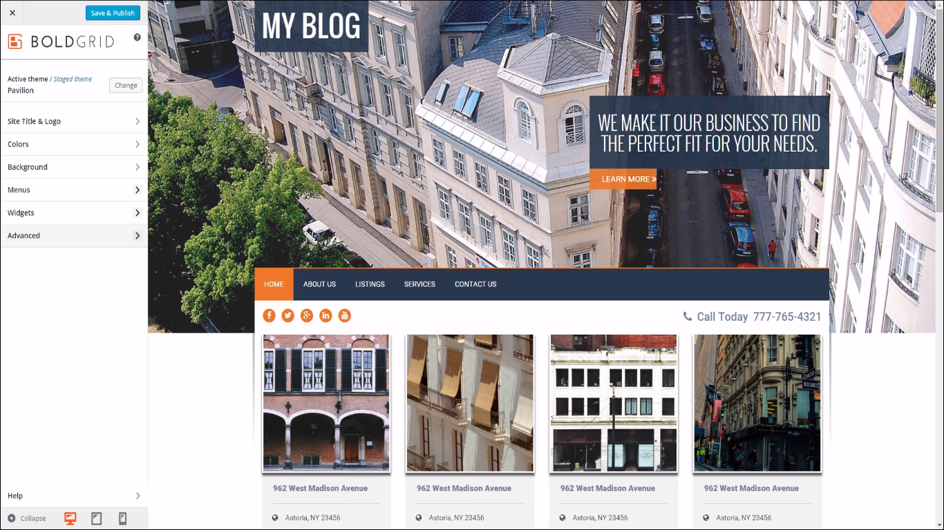 Скриншот (снимок экрана) BoldGrid