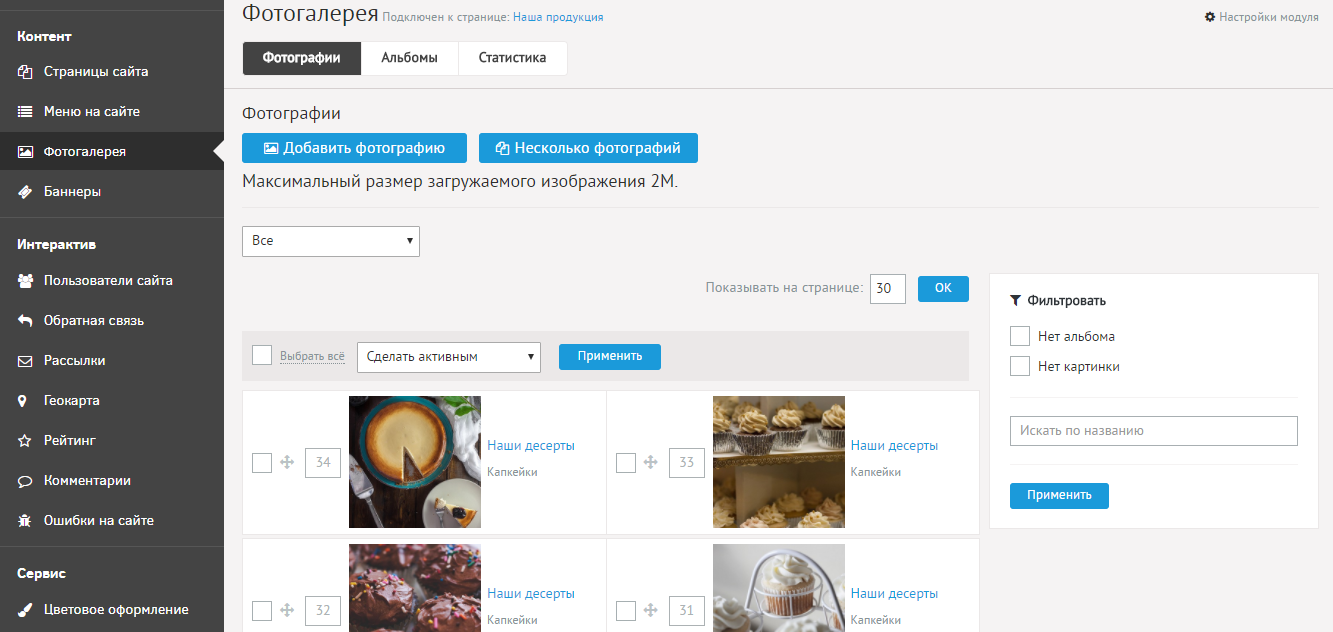 Скриншот (снимок экрана) Diafan.Cloud