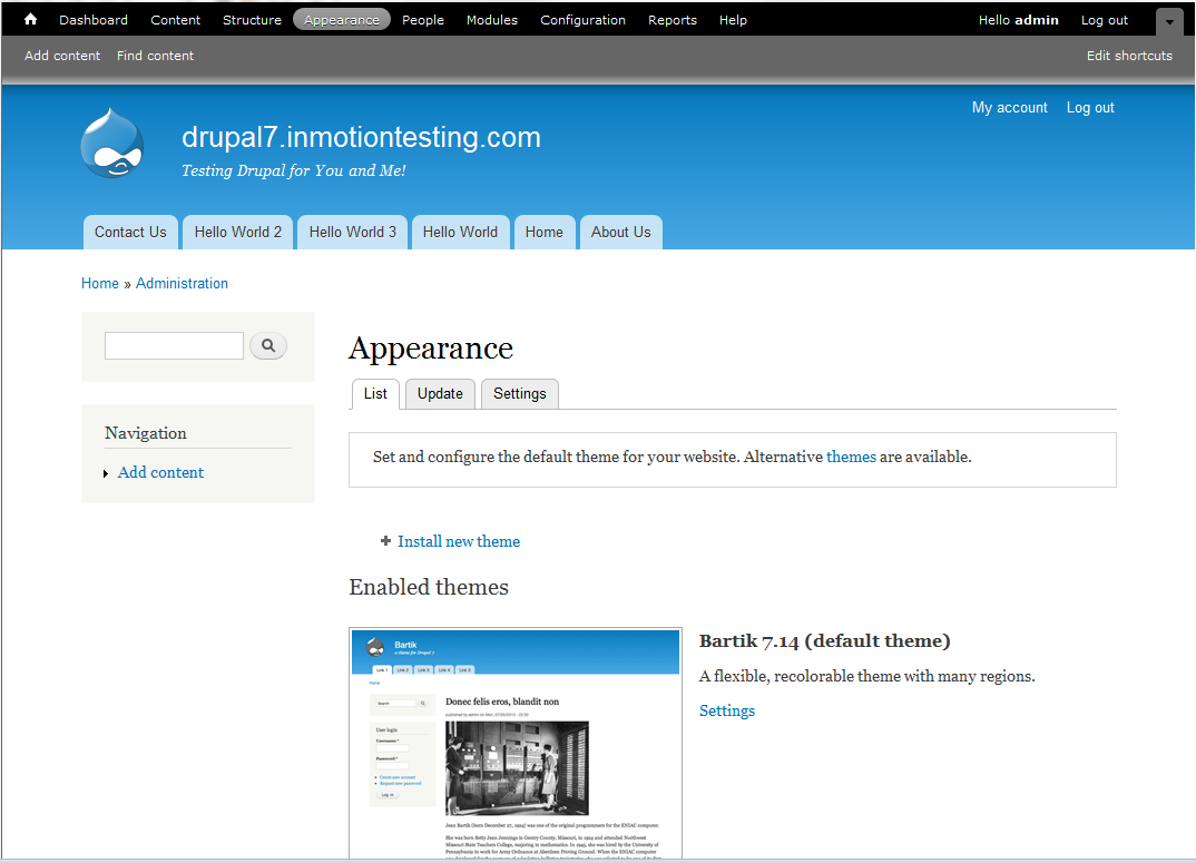 Скриншот (снимок экрана) Drupal