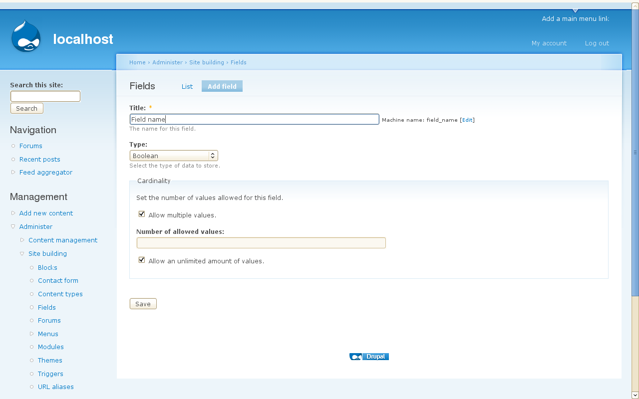 Скриншот (снимок экрана) Drupal