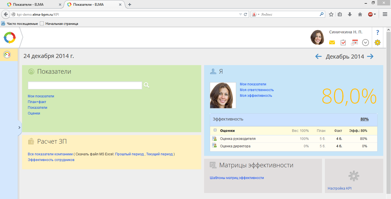 Скриншот (снимок экрана) ELMA KPI