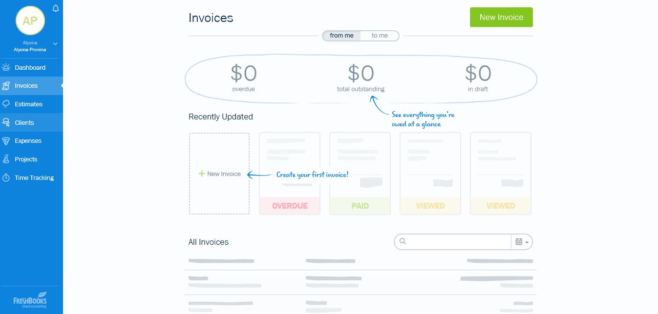 Скриншот (снимок экрана) Freshbooks