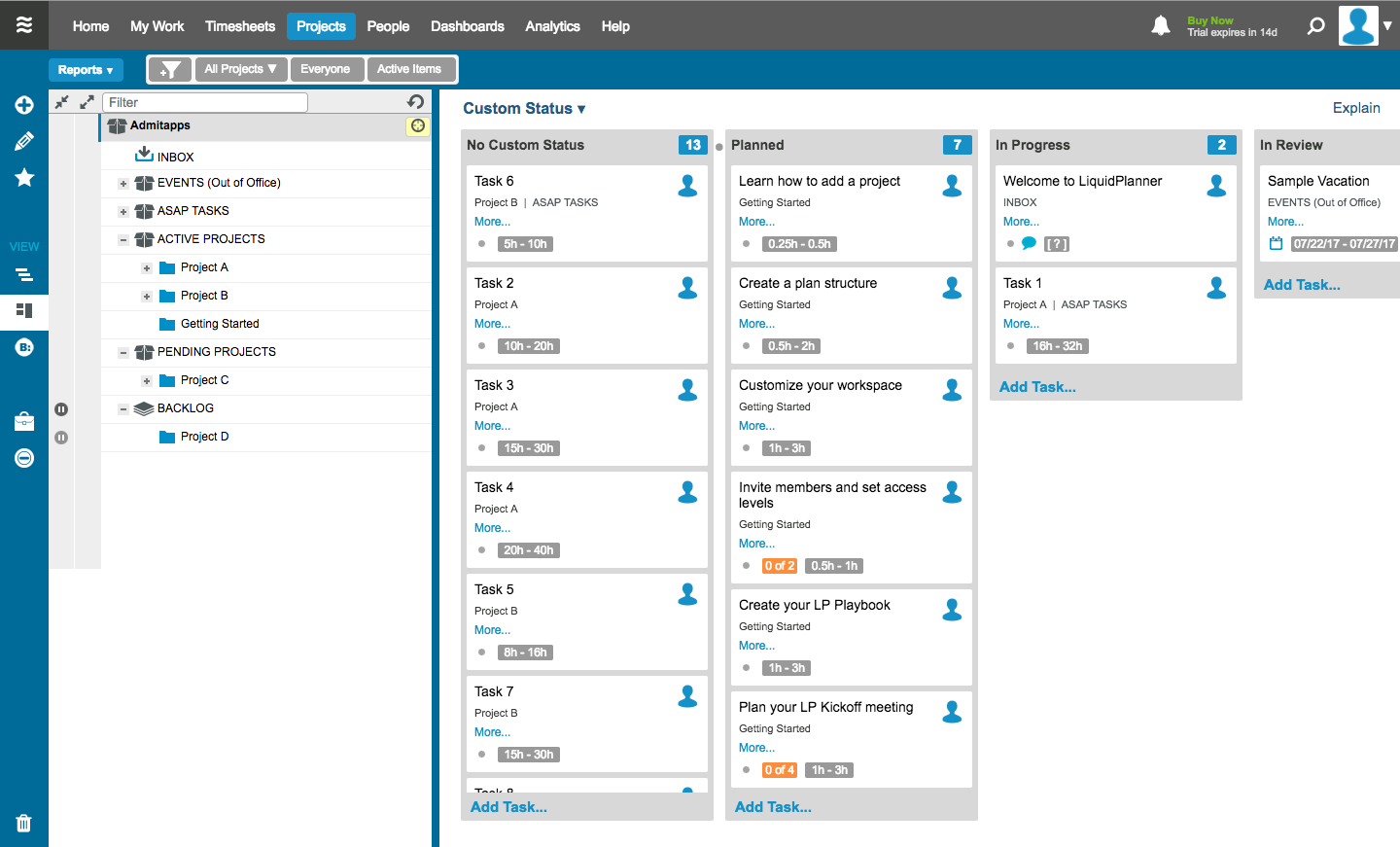 Скриншот (снимок экрана) LiquidPlanner