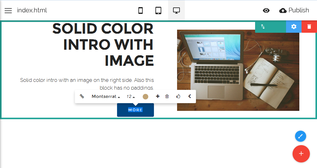 Скриншот (снимок экрана) Mobirise