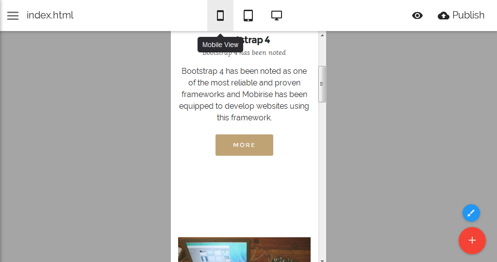 Скриншот (снимок экрана) Mobirise