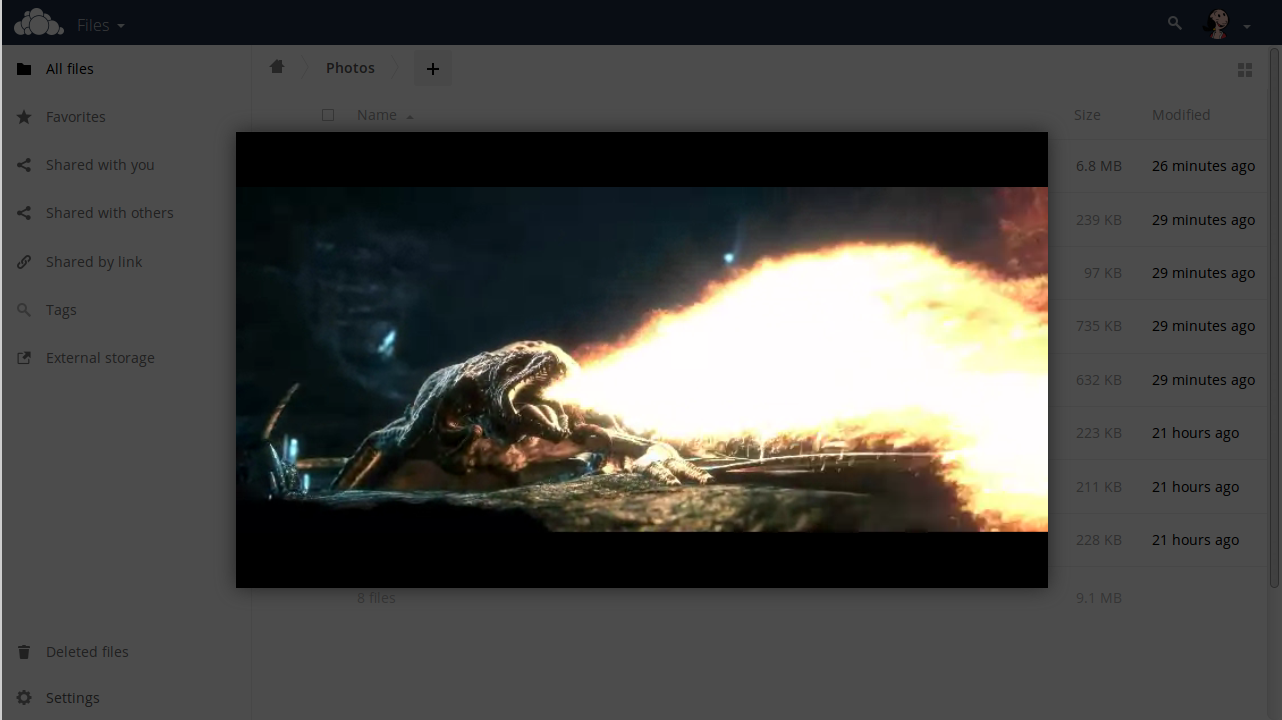 Скриншот (снимок экрана) OwnCloud