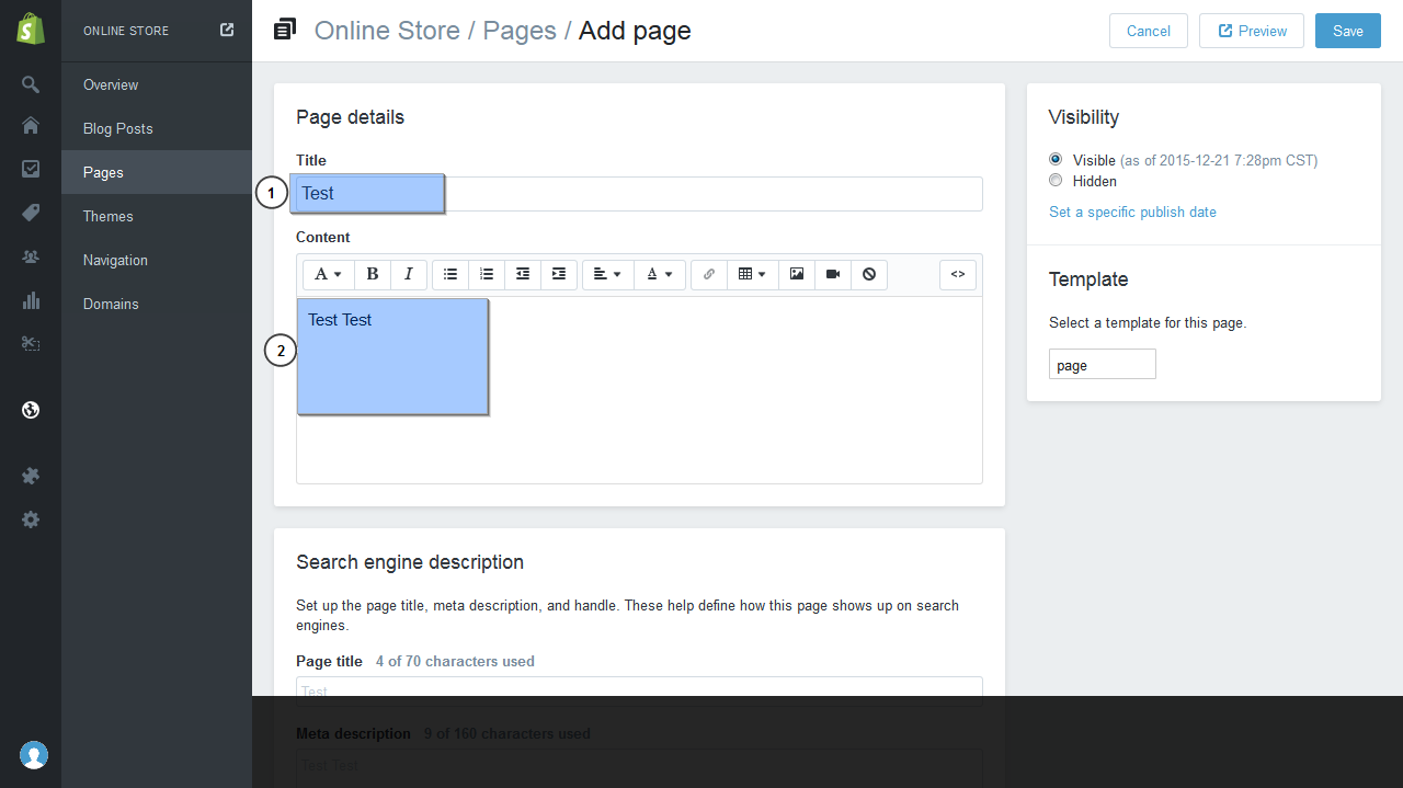 Скриншот (снимок экрана) Shopify