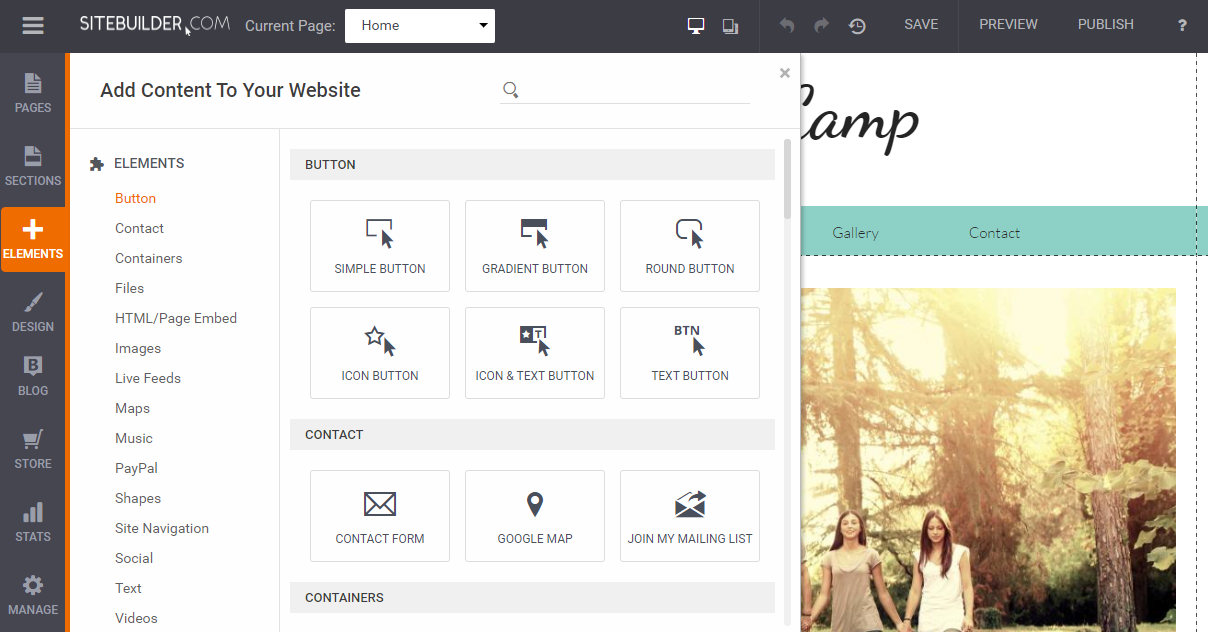 Скриншот (снимок экрана) SiteBuilder.com
