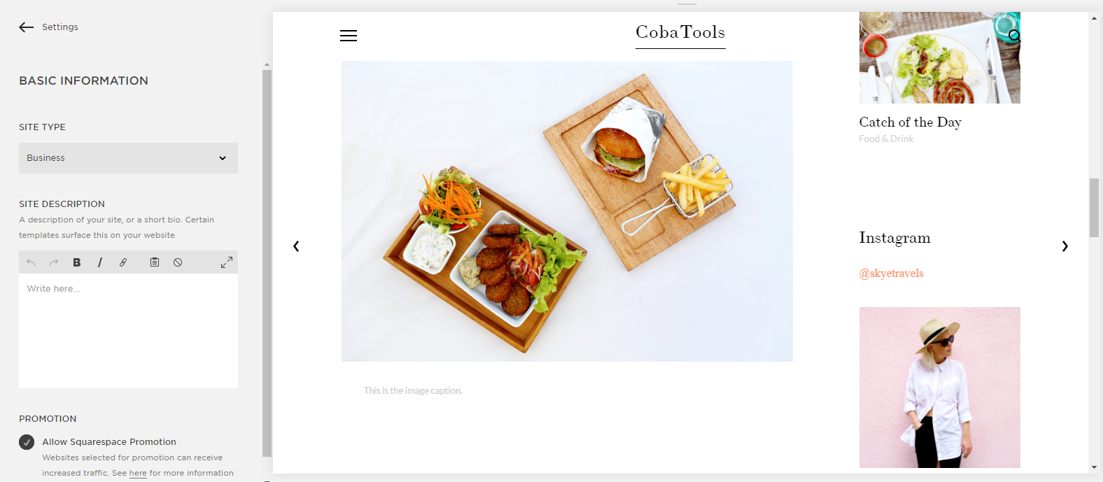 Скриншот (снимок экрана) Squarespace