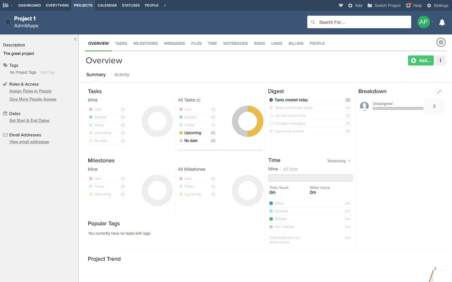 Скриншот (снимок экрана) Teamwork Projects