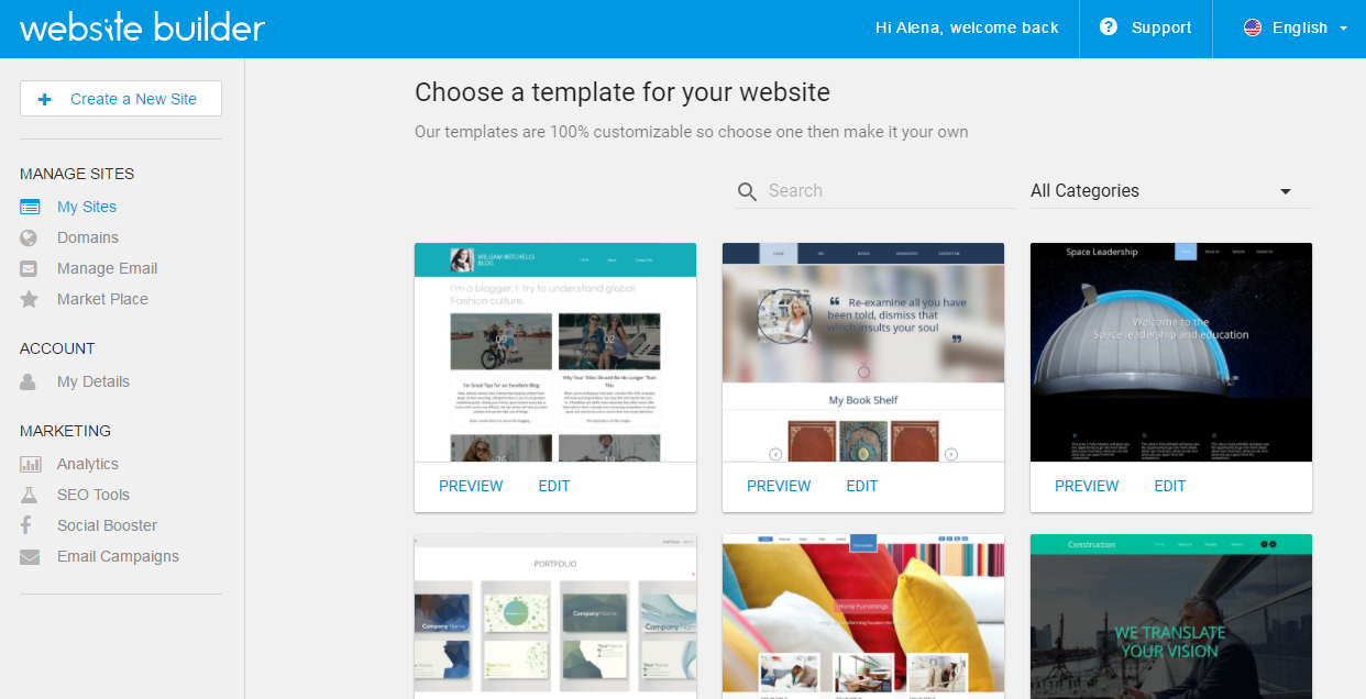 Скриншот (снимок экрана) Website Builder