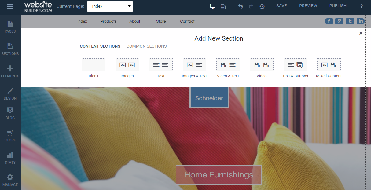 Скриншот (снимок экрана) Website Builder