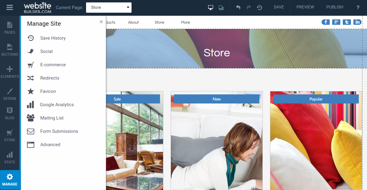 Скриншот (снимок экрана) Website Builder