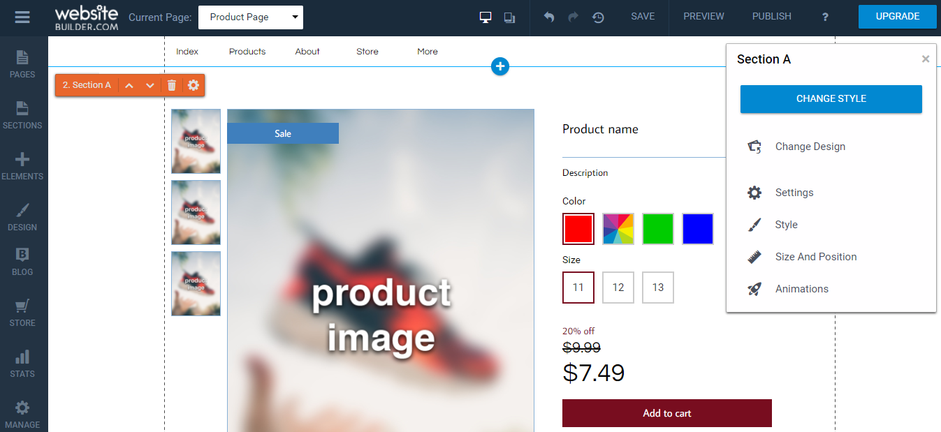 Скриншот (снимок экрана) Website Builder