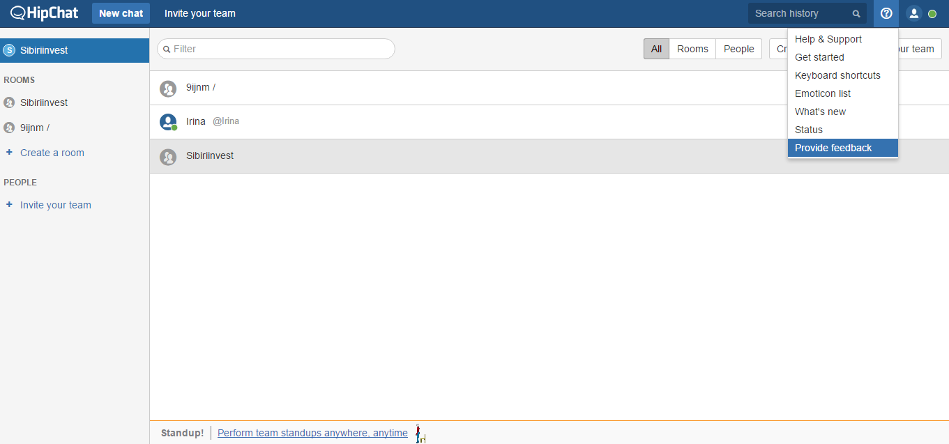 Скриншот (снимок экрана) HipChat