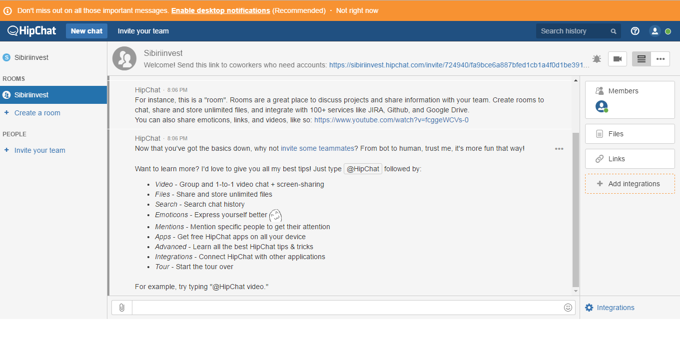 Скриншот (снимок экрана) HipChat