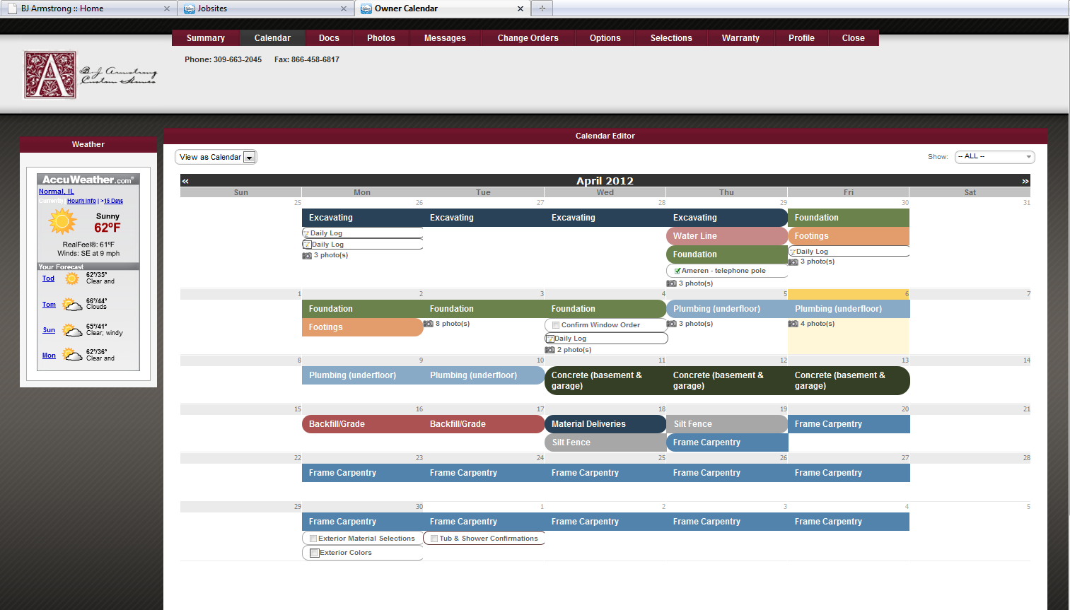 Скриншот (снимок экрана) Buildertrend