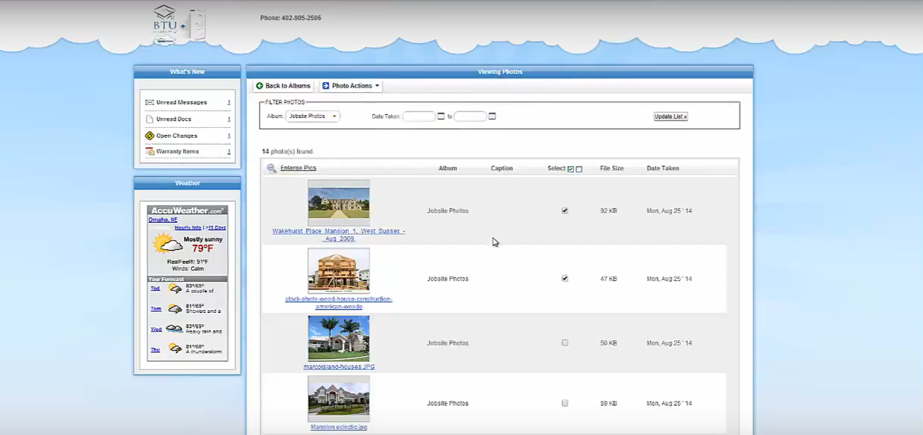Скриншот (снимок экрана) Buildertrend