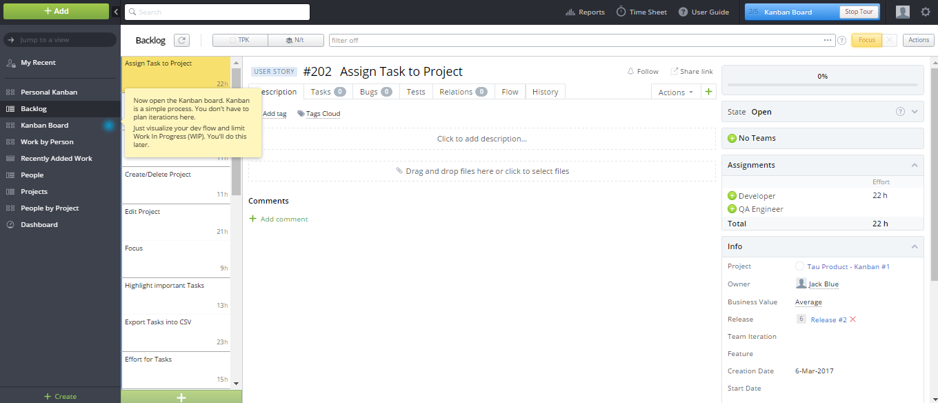 Скриншот (снимок экрана) Targetprocess