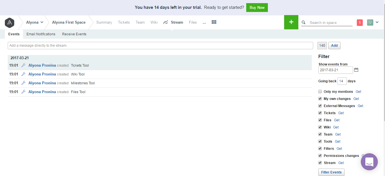 Скриншот (снимок экрана) Assembla