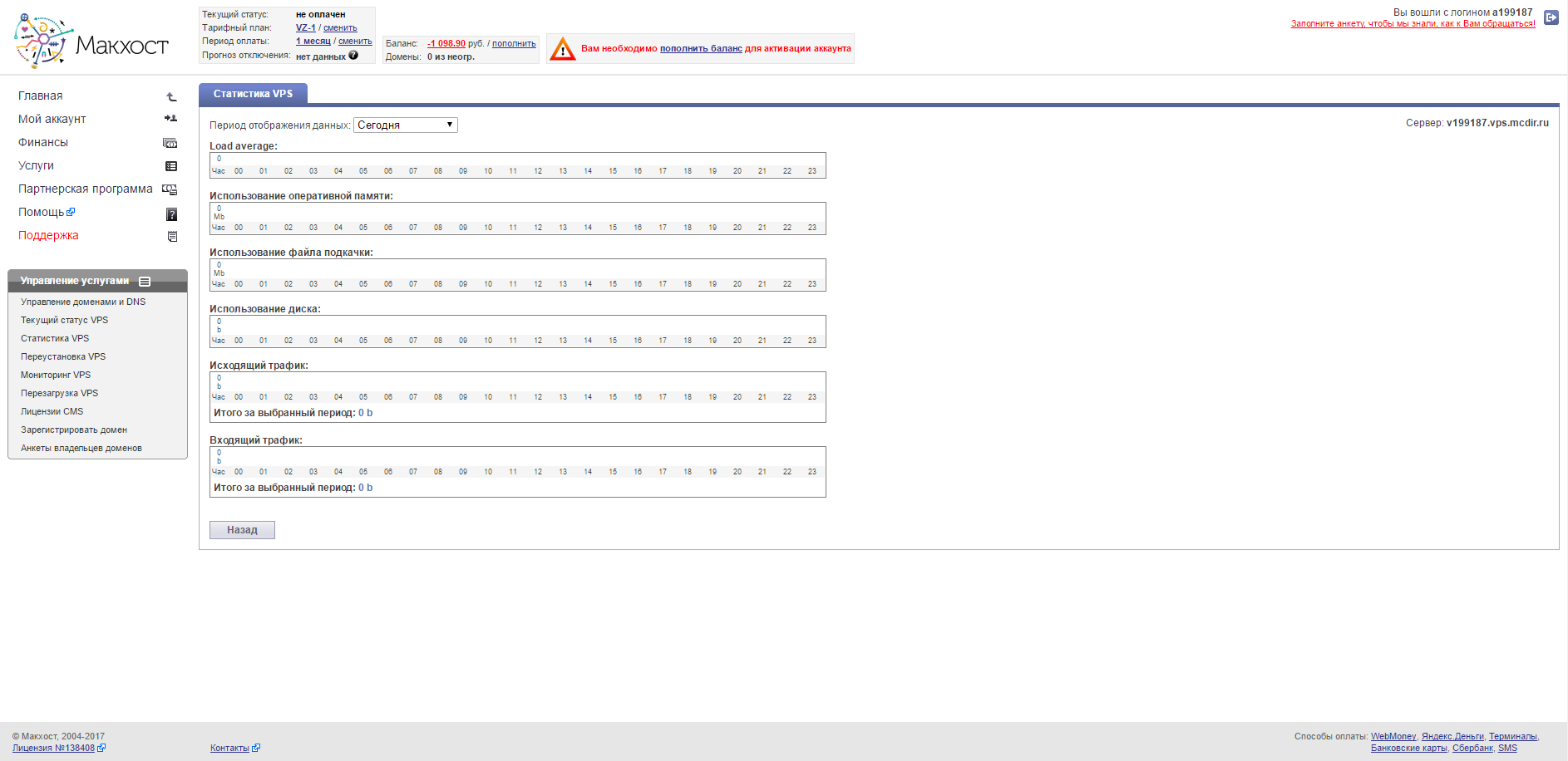 Скриншот (снимок экрана) Макхост