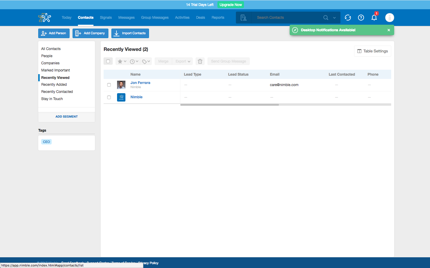 Скриншот (снимок экрана) Nimble