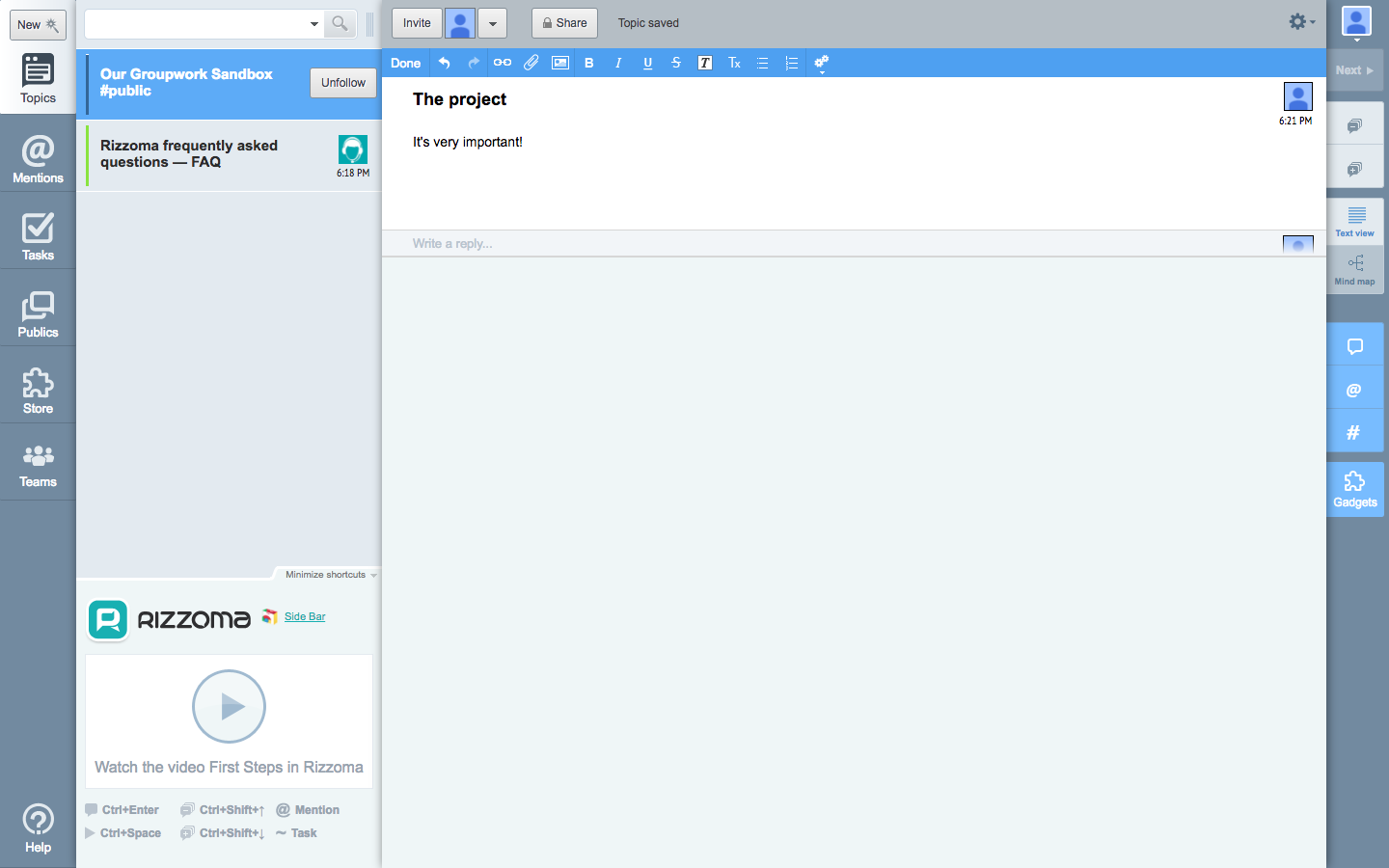 Скриншот (снимок экрана) Rizzoma