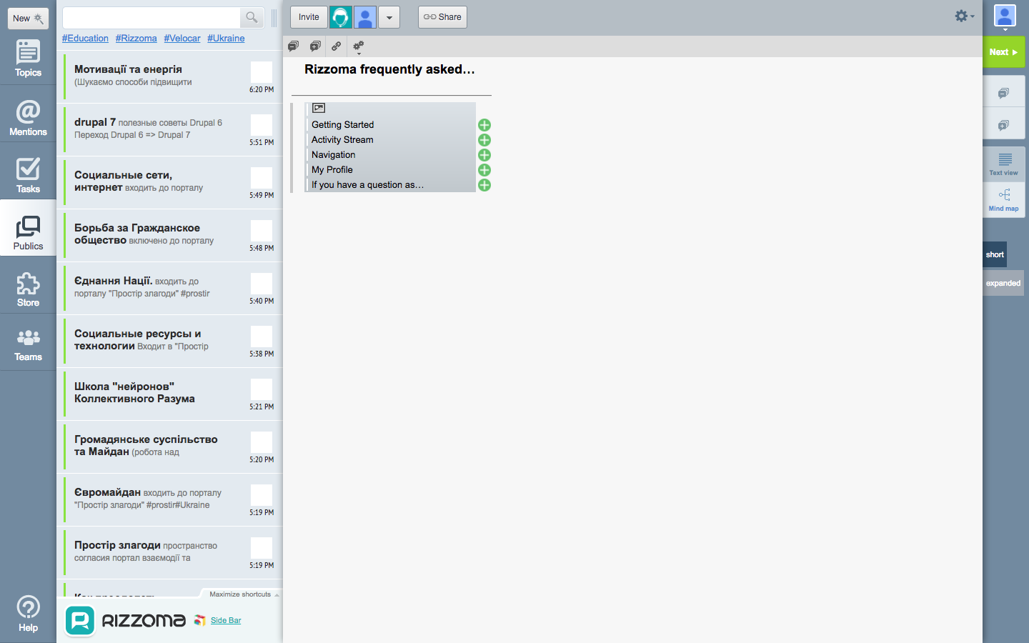 Скриншот (снимок экрана) Rizzoma