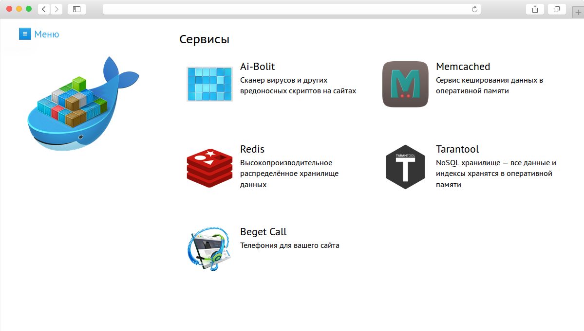 Скриншот (снимок экрана) Beget