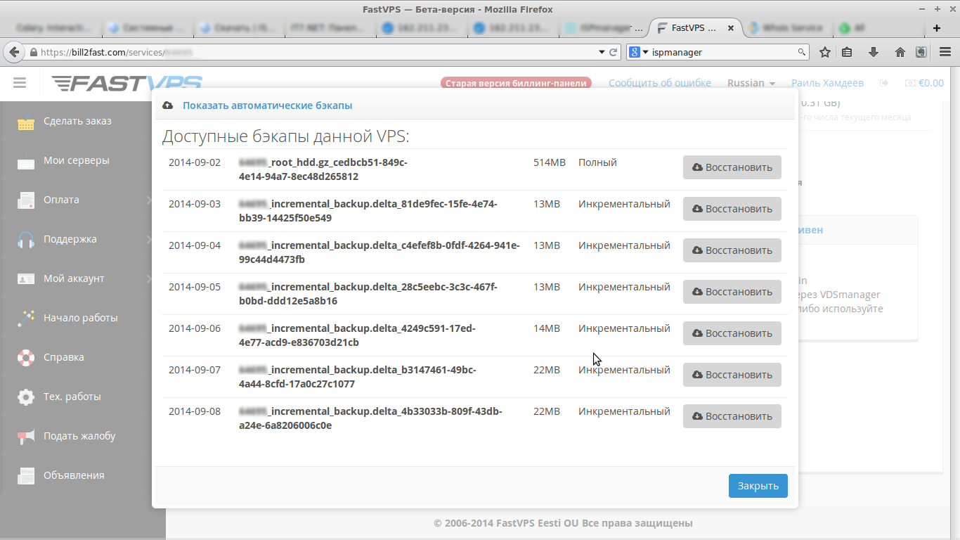 Скриншот (снимок экрана) FastVPS